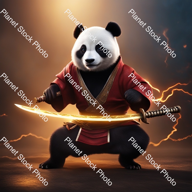 Ninja Panda Holding a Katana That Is Made Out of Lightning 8k stock photo with image ID: 5c03d9c4-5c2d-4eab-8c36-b27dc78b3879