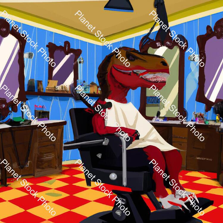 Tyrannosaurus in a Barber Shop stock photo with image ID: dfbdf91a-372a-4fb8-88a6-da447c462c6b