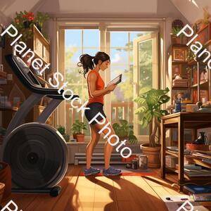 A Young Lady Working Out at Home stock photo with image ID: 371fb2ec-de5c-406b-a546-2a1bccd754b1