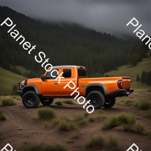 Orange with Grey Fenderstoyota Pick Up Truck with Long Travel Suspension and Baha Lights stock photo with image ID: 41e415b5-6b3d-405e-8700-416c6d9631d4