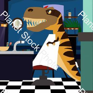 Tyrannosaurus in a Barber Shop stock photo with image ID: b68d8faf-cc2c-4a54-b117-8ae238d64149