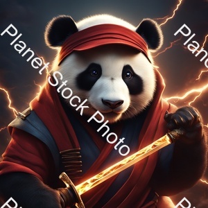 Ninja Panda Holding a Katana That Is Made Out of Lightning 8k stock photo with image ID: fb3e0c12-f17b-429b-9df4-dcf1d359928c